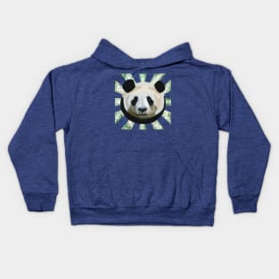 Striking Panda bear on Random spotted patterned sun rays Kids Hoodie